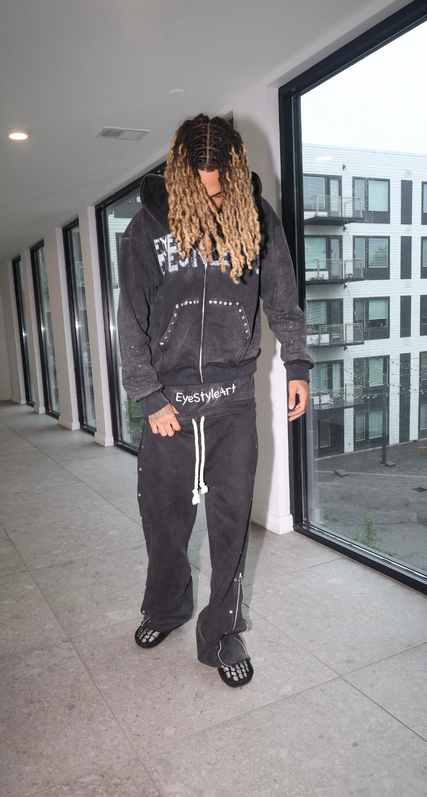 Black Double Waist Sweats
